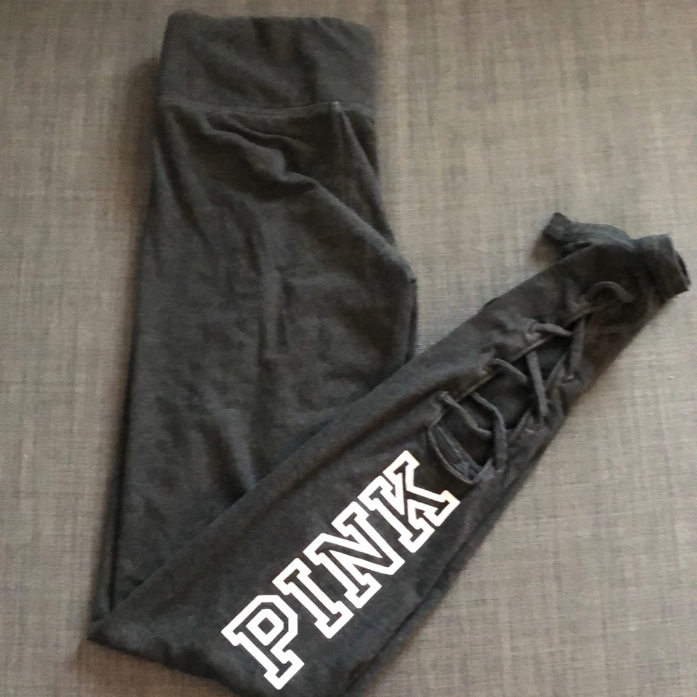 GENTLY USED PINK XS lace back leggings